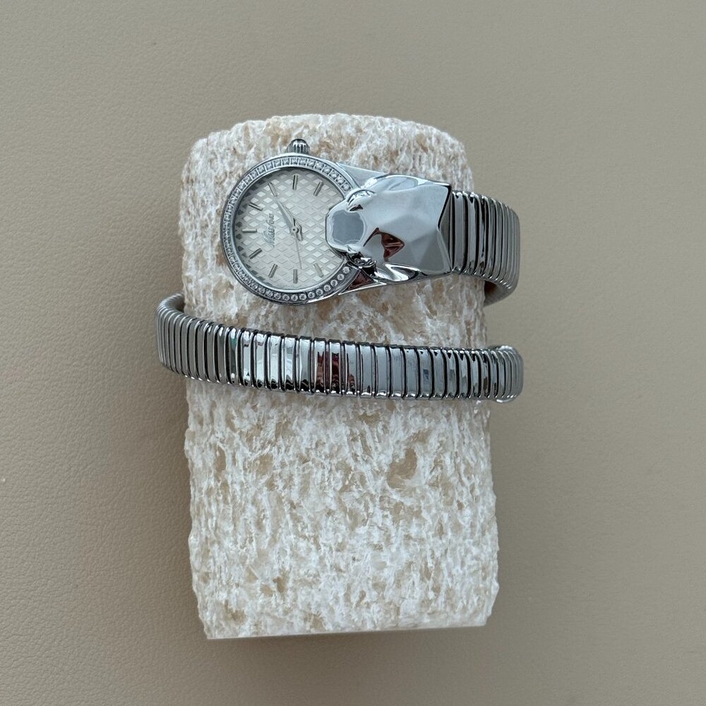 Miss Fox Serpenti Snake Wrap Around Silver Tone Women's Watch 27mm- Working!